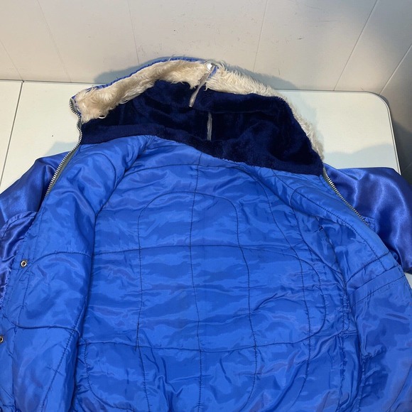 Vintage Korea Satin Jacket Embroidered Eagle Osan Blue size Large - Picture 3 of 6